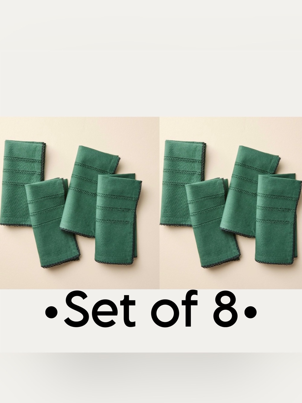 Hearth & Hand Tonal Trim Cloth Napkins Green - 8 ct